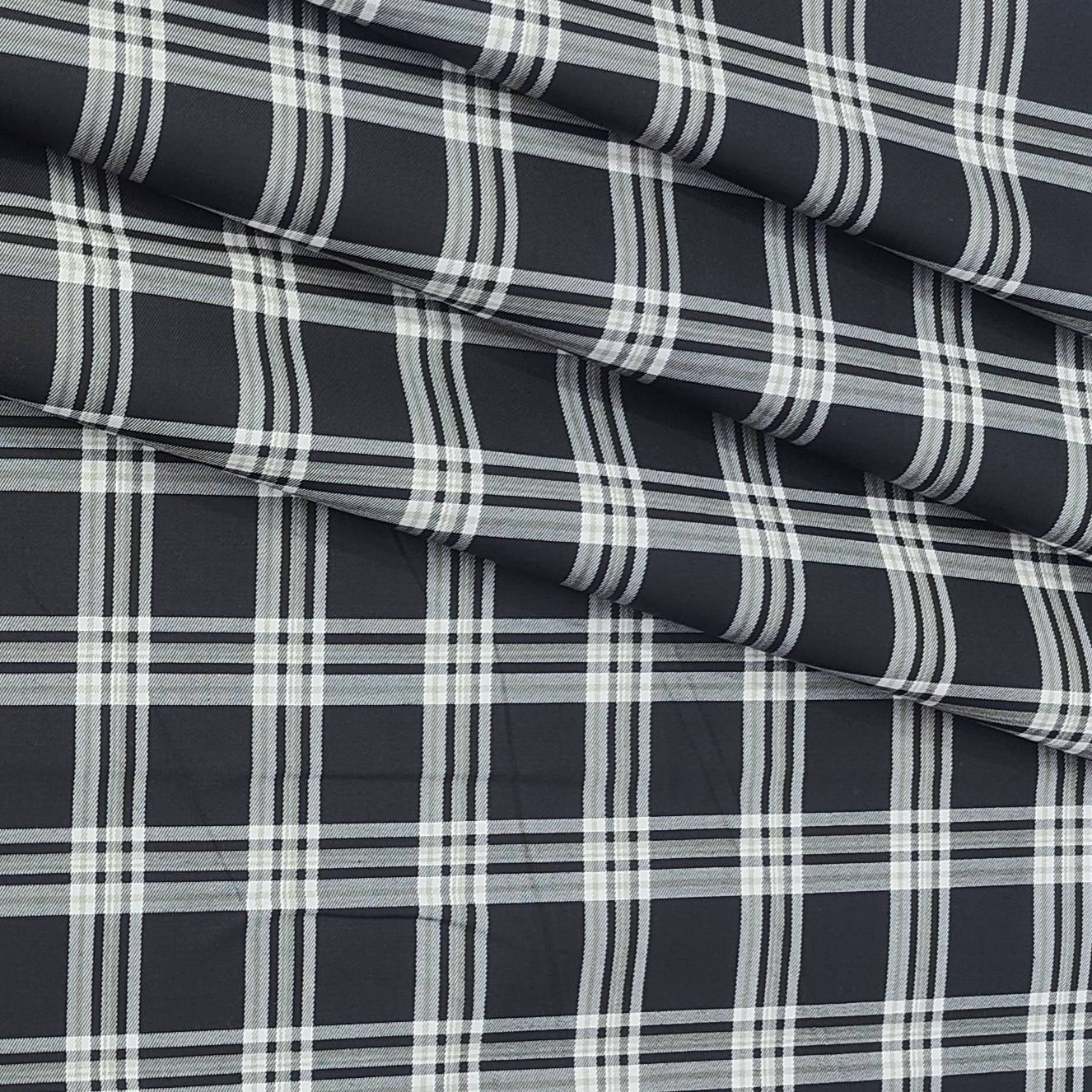 Shirt Fabric Donear Premium Giza Cotton Broad Check Colour White N Black